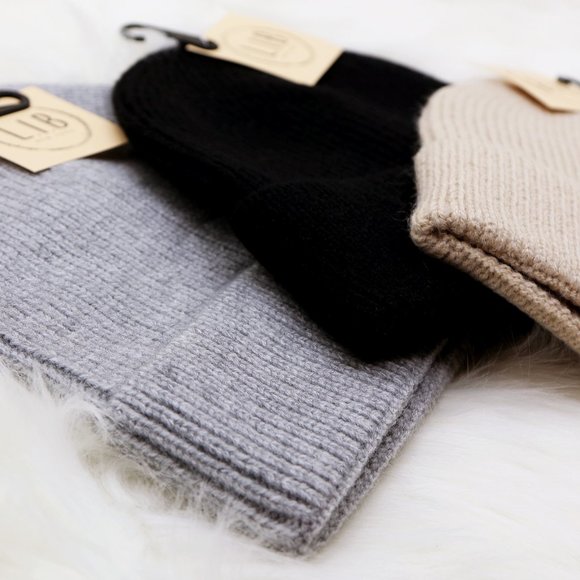 NEW Unisex Neutral Cozy Soft Rib Knit Cuff Classic Beanie Hat Beige Black Gray - Picture 6 of 16